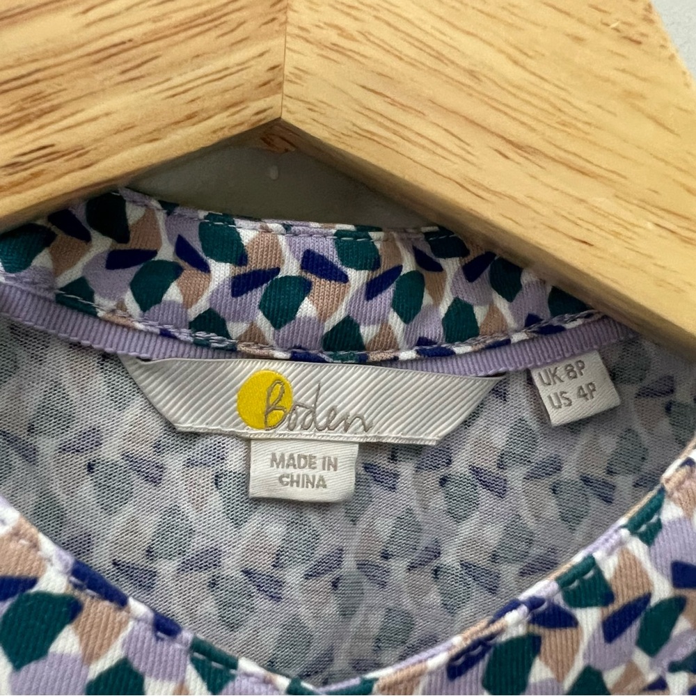 Boden Cotton Modal Printed Easy Jersey Knit Dress Sleeveless Size 4P 1020 - Picture 4 of 9